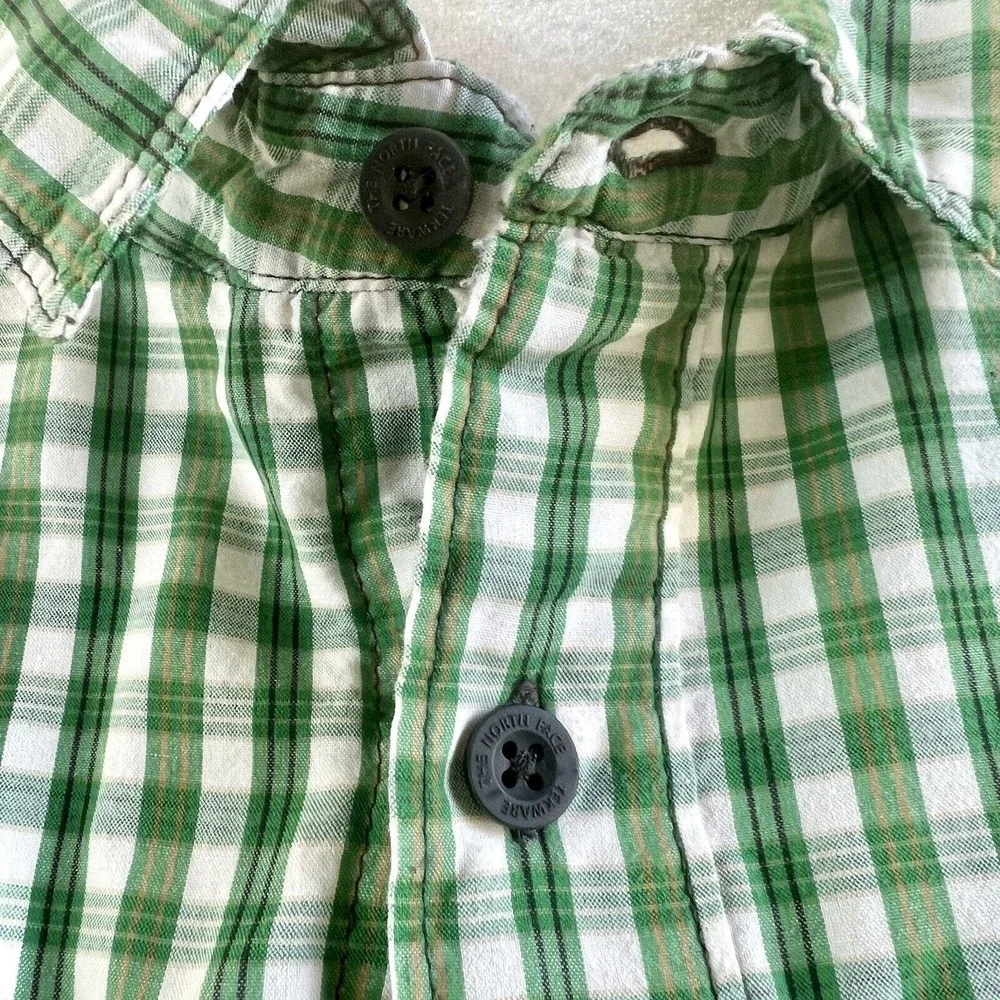The North Face Shirt Mens XXL Green Plaid Short Sleeve Button Up Outdoor Vented